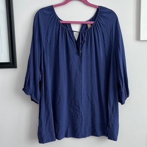 Penningtons Navy Blue Peasant Blouse